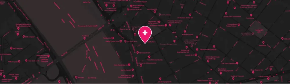 Térkép: a STUDIO+ stúdió a Tinódi utcában, a Boráros tér közelében